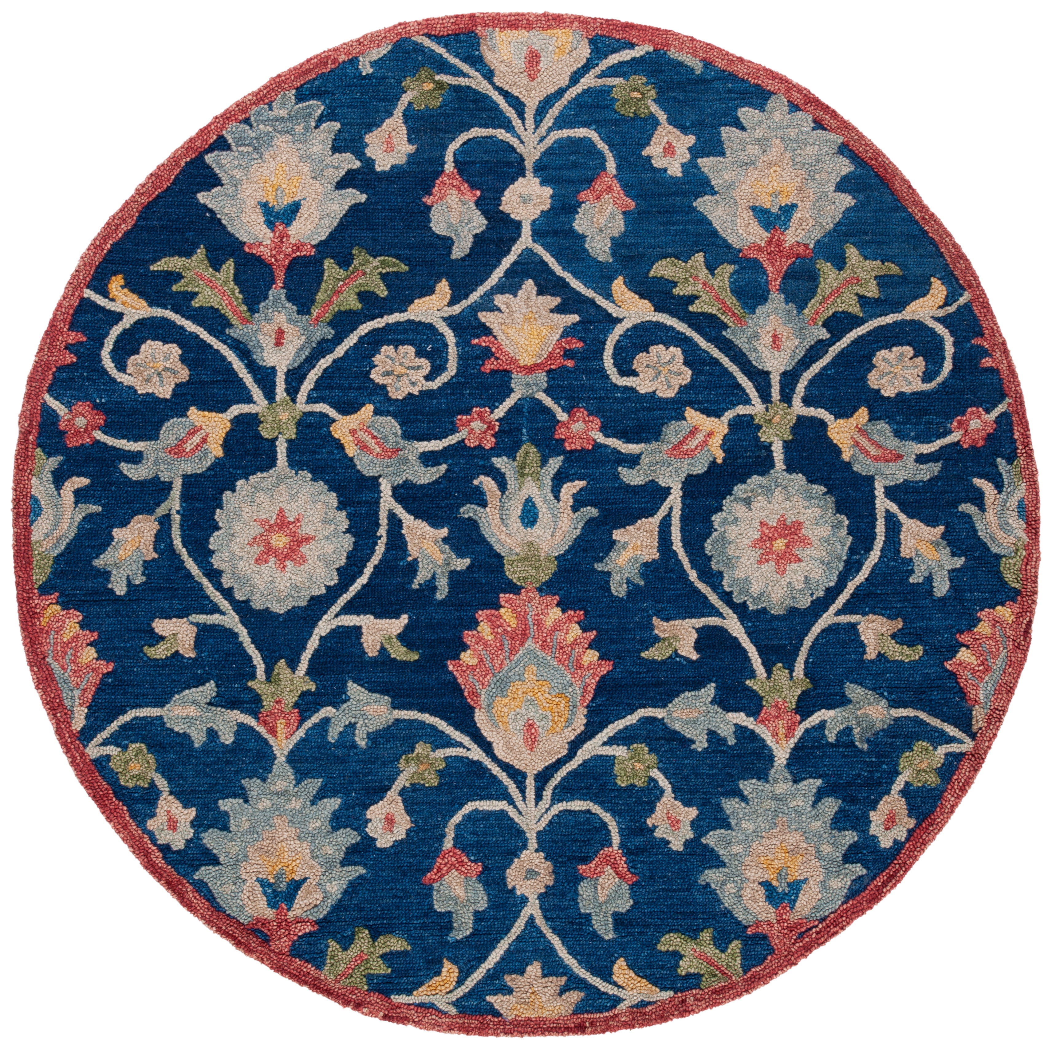 SAFAVIEH Blossom Anson Floral Area Rug, Blue/Rust, 6' x 6' Round