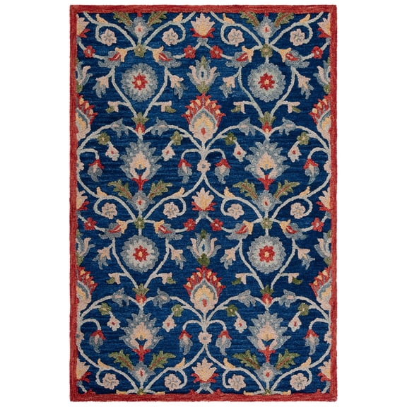 SAFAVIEH Blossom Anson Floral Area Rug, Blue/Rust, 8' x 10'