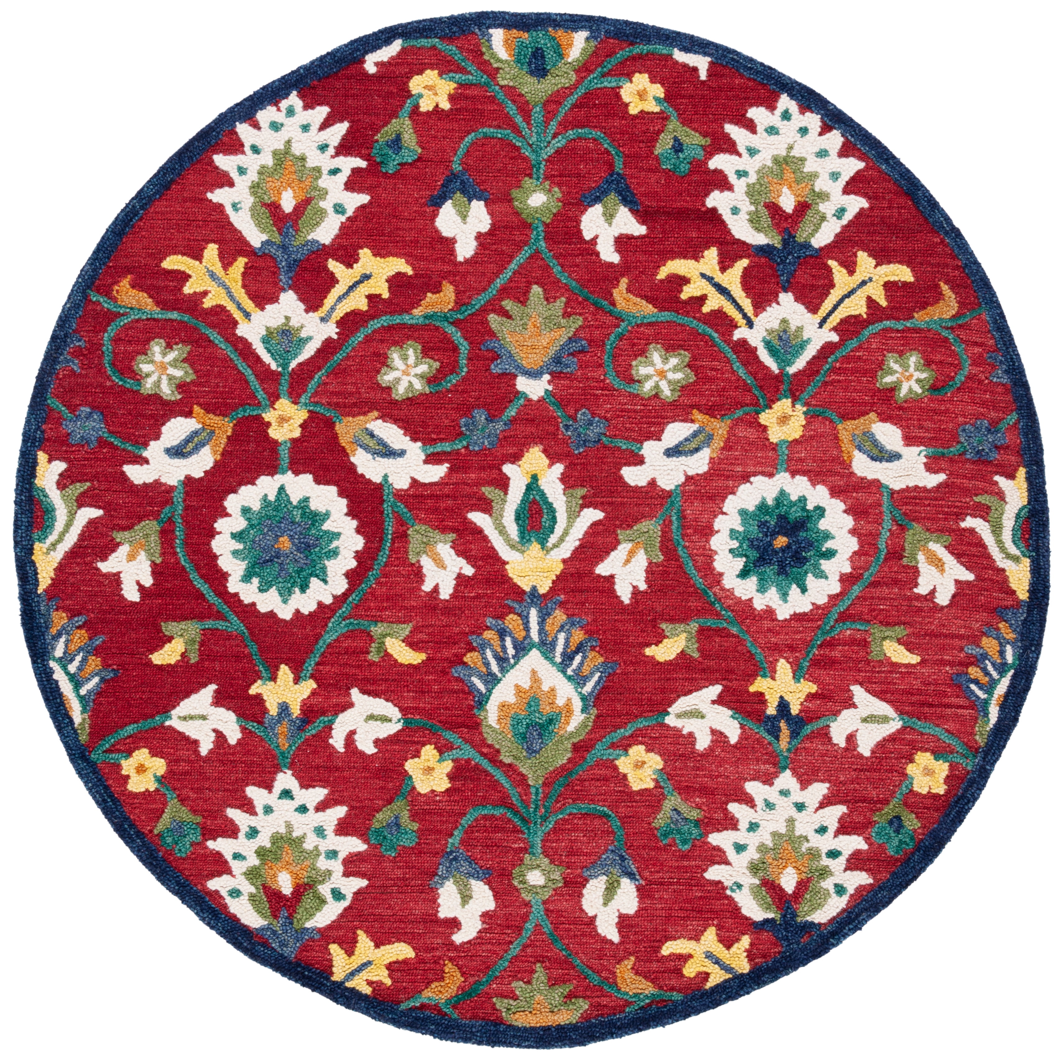 SAFAVIEH Blossom Anson Floral Area Rug, Red/Ivory, 6' x 6' Round