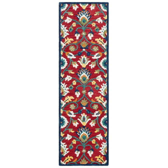 SAFAVIEH Blossom Anson Floral Runner Rug, Red/Ivory, 2'3" x 8'
