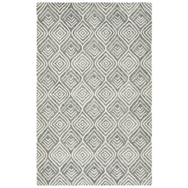SAFAVIEH Blossom Anthony Geometric Wool Area Rug, Ivory/Grey, 4' x 6'