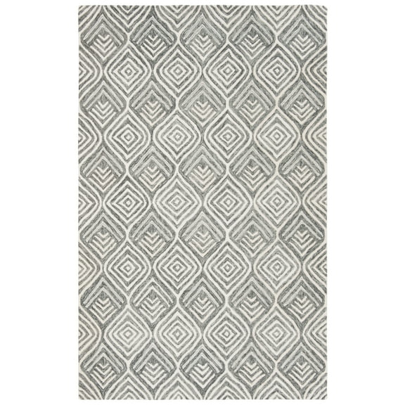 SAFAVIEH Blossom Anthony Geometric Wool Area Rug, Ivory/Grey, 4' x 6'