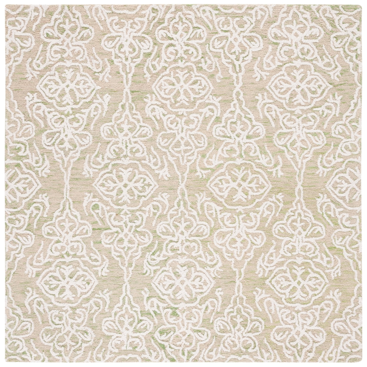 Ivory Elegance 6' Square Hand-Tufted Wool Area Rug