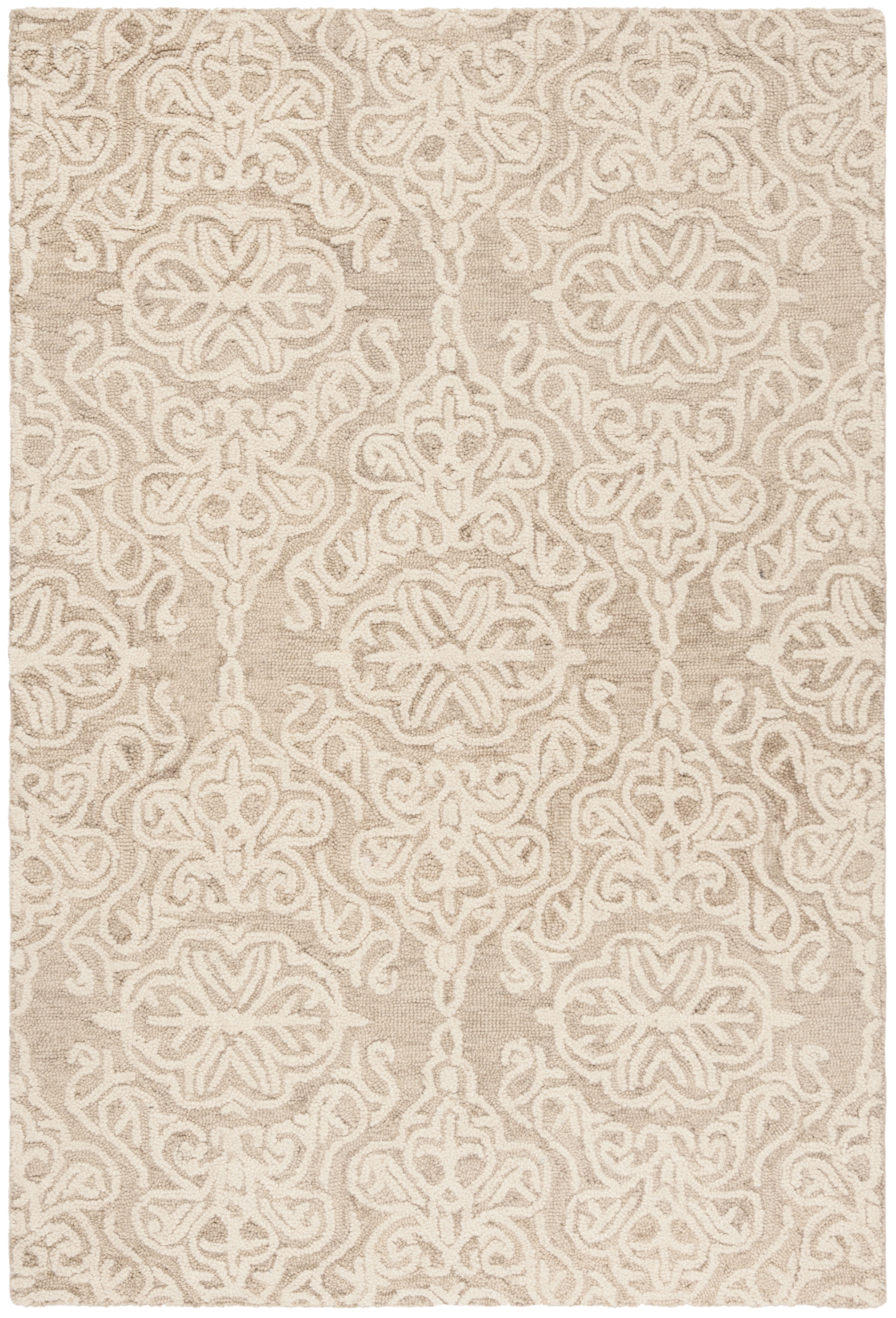 Ivory Floral Hand-Tufted Wool 4' x 6' Area Rug