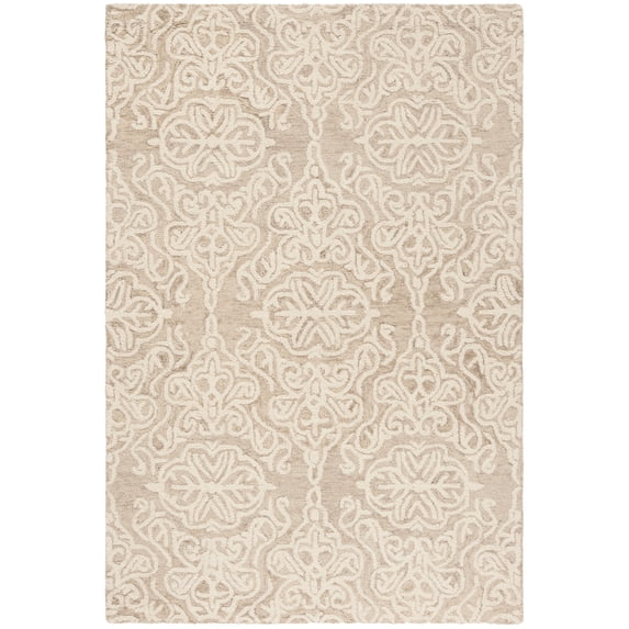 SAFAVIEH Blossom Asher Damask Wool Area Rug, Beige/Ivory, 4' x 6'