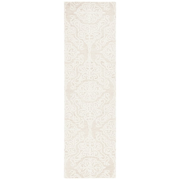 SAFAVIEH Blossom Asher Damask Wool Runner Rug, Beige/Ivory, 2'3" x 8'
