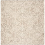 SAFAVIEH Blossom Asher Geometric Wool Area Rug, Beige/Ivory, 10' x 10' Square