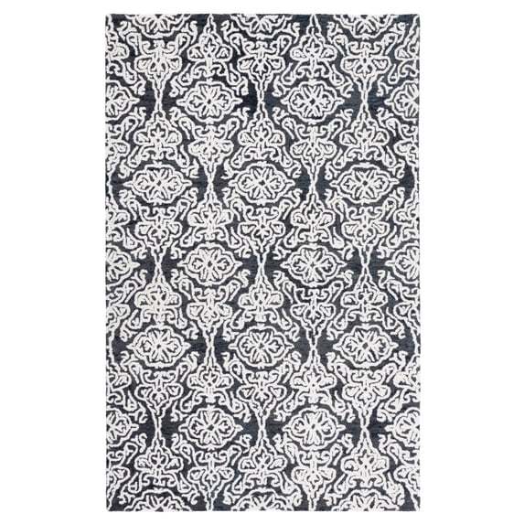 SAFAVIEH Blossom Asher Geometric Wool Area Rug, Black/Ivory, 9' x 12'
