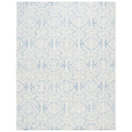 SAFAVIEH Blossom Asher Damask Wool Area Rug, Blue/Ivory, 8' x 10'