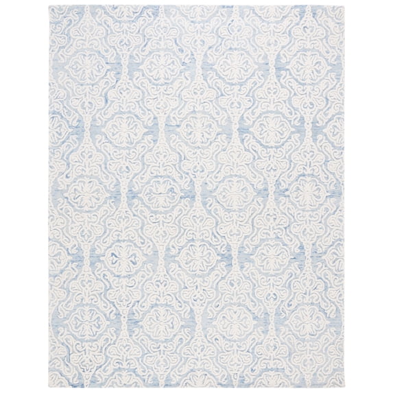 SAFAVIEH Blossom Asher Damask Wool Area Rug, Blue/Ivory, 8' x 10'