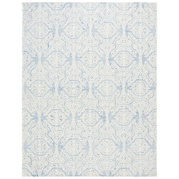 SAFAVIEH Blossom Asher Damask Wool Area Rug, Blue/Ivory, 8' x 10'