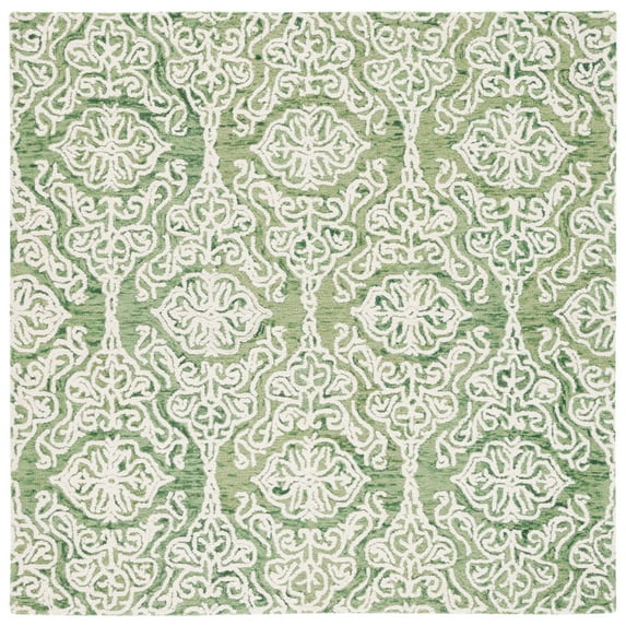 SAFAVIEH Blossom Asher Geometric Wool Area Rug, Green/Ivory, 6' x 6' Square