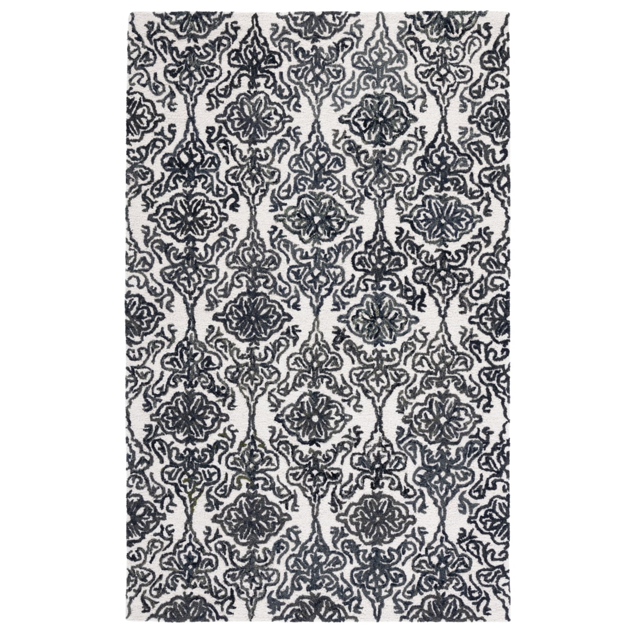 SAFAVIEH Blossom Asher Geometric Wool Area Rug, Ivory/Black, 4' x 6'