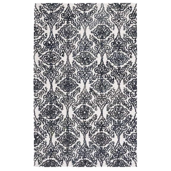 SAFAVIEH Blossom Asher Geometric Wool Area Rug, Ivory/Black, 5' x 8'