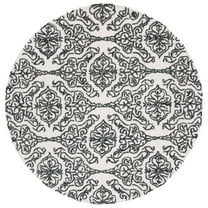 SAFAVIEH Blossom Asher Geometric Wool Area Rug, Ivory/Black, 6' x 6' Round
