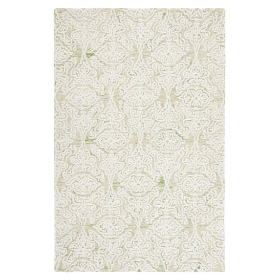SAFAVIEH Blossom Asher Geometric Wool Area Rug, Light Green/Ivory, 3' x 5'