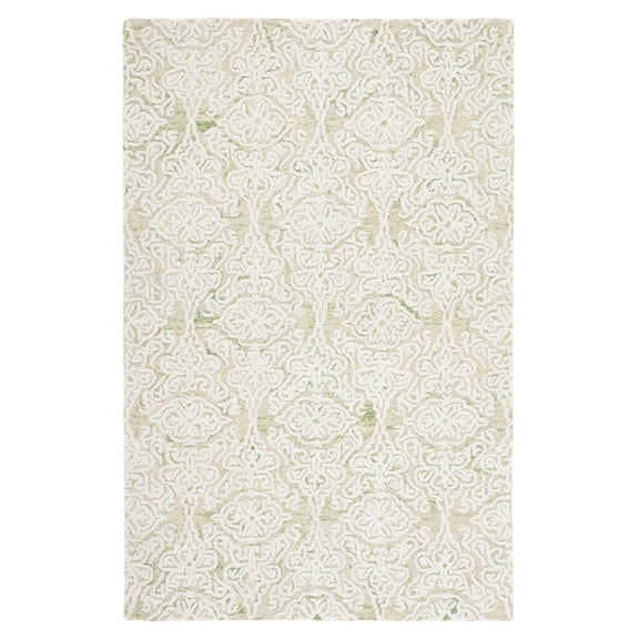 SAFAVIEH Blossom Asher Geometric Wool Area Rug, Light Green/Ivory, 9' x 12'