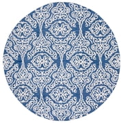 SAFAVIEH Blossom Asher Geometric Wool Area Rug, Navy/Ivory, 6' x 6' Round