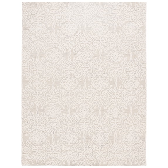 SAFAVIEH Blossom Asher Geometric Wool Area Rug, Silver/Ivory, 10' x 14'