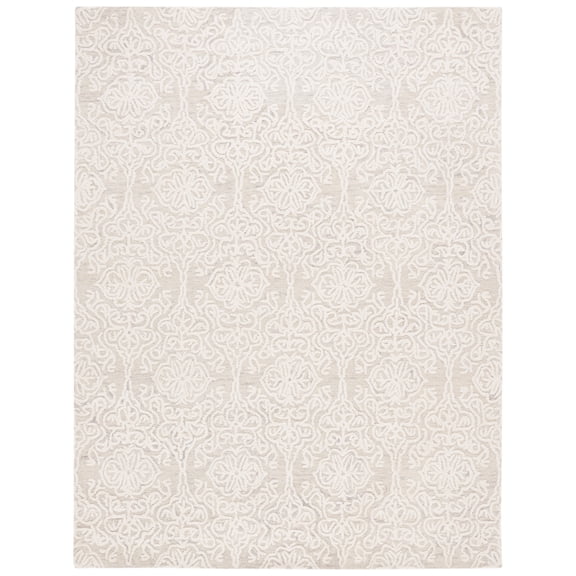 SAFAVIEH Blossom Asher Geometric Wool Area Rug, Silver/Ivory, 10' x 14'