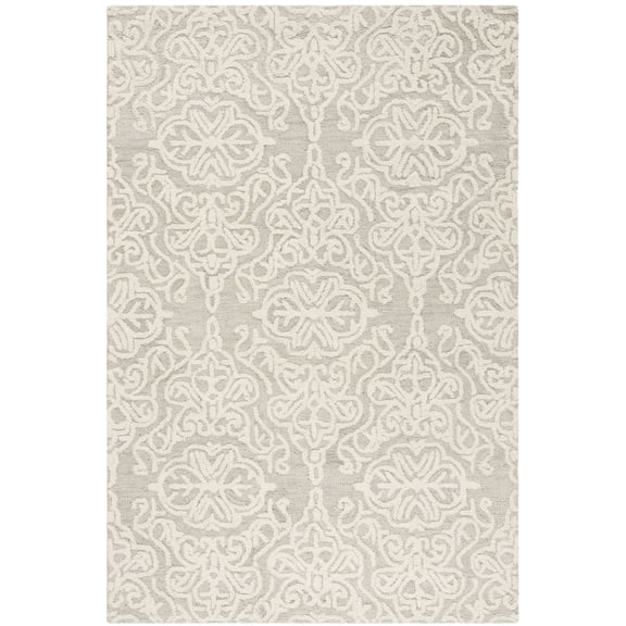 SAFAVIEH Blossom Asher Geometric Wool Area Rug, Silver/Ivory, 2'3" x 4'