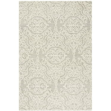 SAFAVIEH Blossom Asher Geometric Wool Area Rug, Silver/Ivory, 2' x 3'