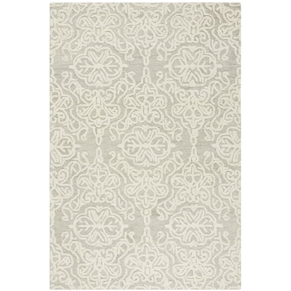 SAFAVIEH Blossom Asher Geometric Wool Area Rug, Silver/Ivory, 2' x 3'