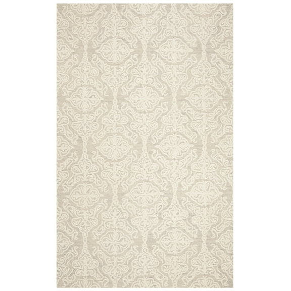 SAFAVIEH Blossom Asher Geometric Wool Area Rug, Silver/Ivory, 6' x 9'