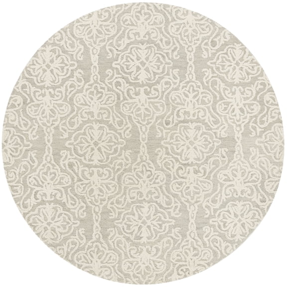 SAFAVIEH Blossom Asher Geometric Wool Area Rug, Silver/Ivory, 8' x 8' Round