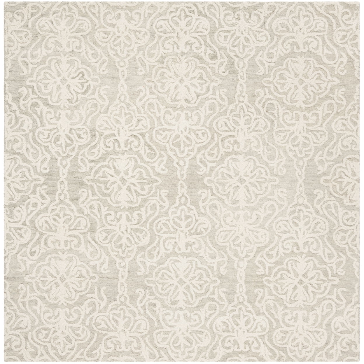 SAFAVIEH Blossom Asher Geometric Wool Area Rug, Silver/Ivory, 8' x 8' Square