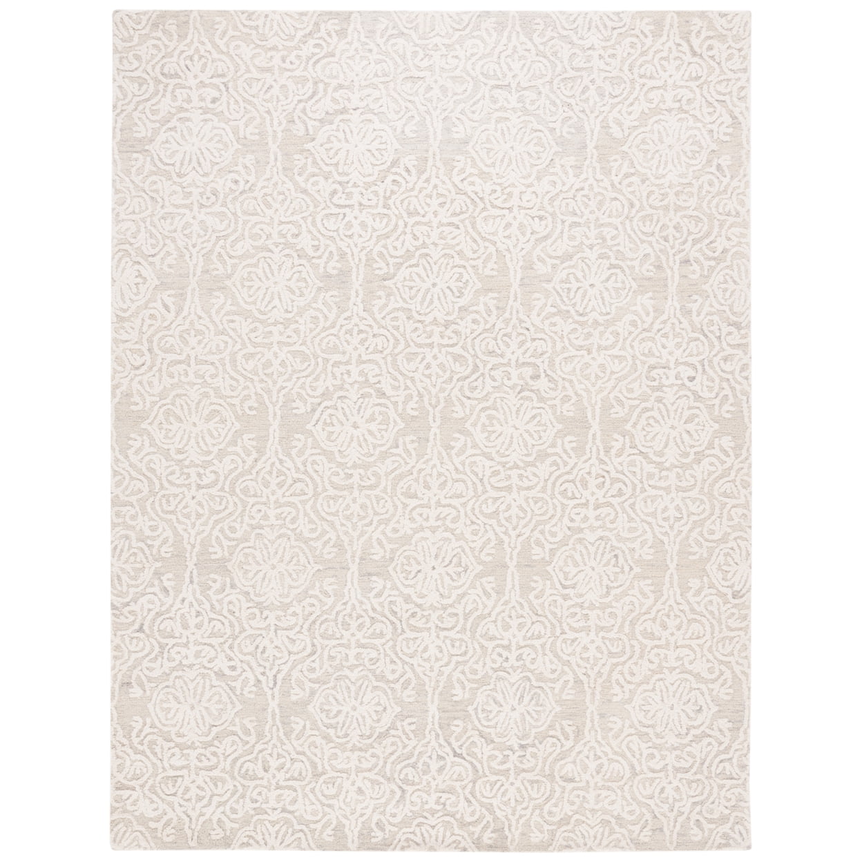 SAFAVIEH Blossom Asher Damask Area Rug, Silver/Ivory, 9' x 12 ...
