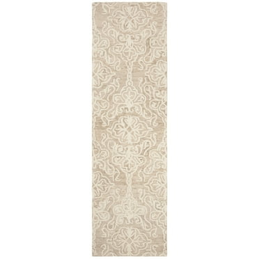 SAFAVIEH Blossom Asher Geometric Wool Runner Rug, Beige/Ivory, 2'3" x 12'