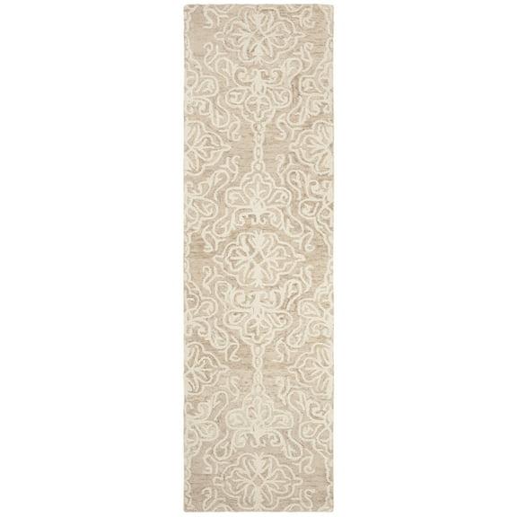 SAFAVIEH Blossom Asher Geometric Wool Runner Rug, Beige/Ivory, 2'3" x 12'