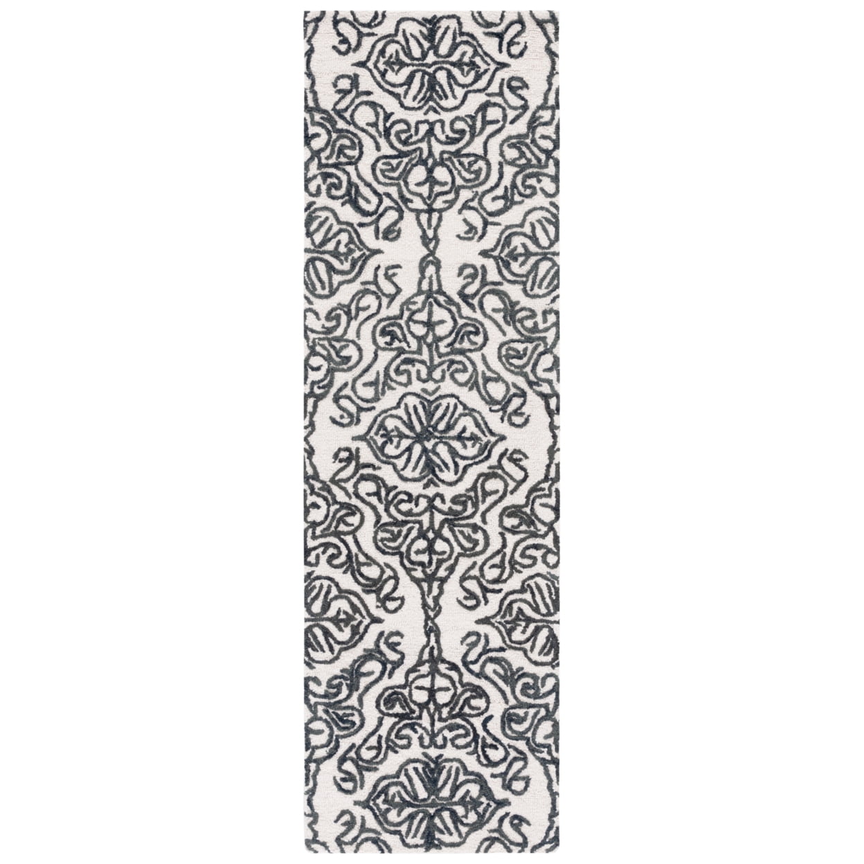 SAFAVIEH Blossom Asher Geometric Wool Runner Rug, Ivory/Black, 2'3" x 8'