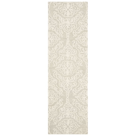 SAFAVIEH Blossom Asher Geometric Wool Runner Rug, Silver/Ivory, 2'3" x 12'