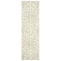 SAFAVIEH Blossom Asher Geometric Wool Runner Rug, Silver/Ivory, 2'3" x 14'