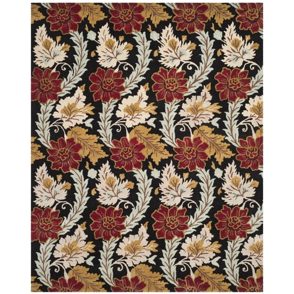 SAFAVIEH Blossom Ashley Floral Flowers Wool Area Rug, Black/Multi, 2' x 3'