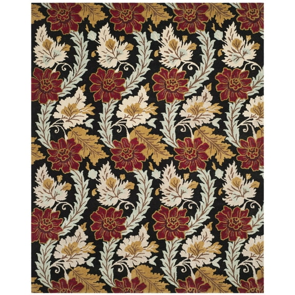 SAFAVIEH Blossom Ashley Floral Flowers Wool Area Rug, Black/Multi, 8' x 10'