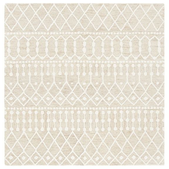 SAFAVIEH Blossom Aspen Geometric Wool Area Rug, Beige/Ivory, 8' x 8' Square
