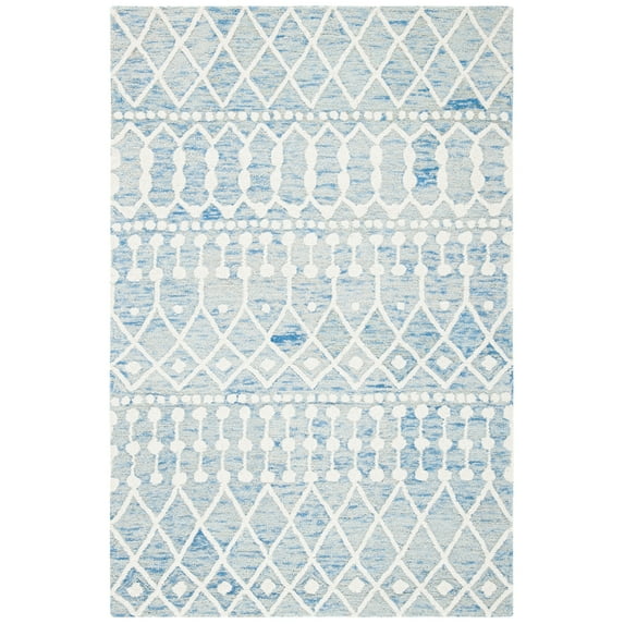 SAFAVIEH Blossom Aspen Aztec Area Rug, Blue/Ivory, 4' x 6'