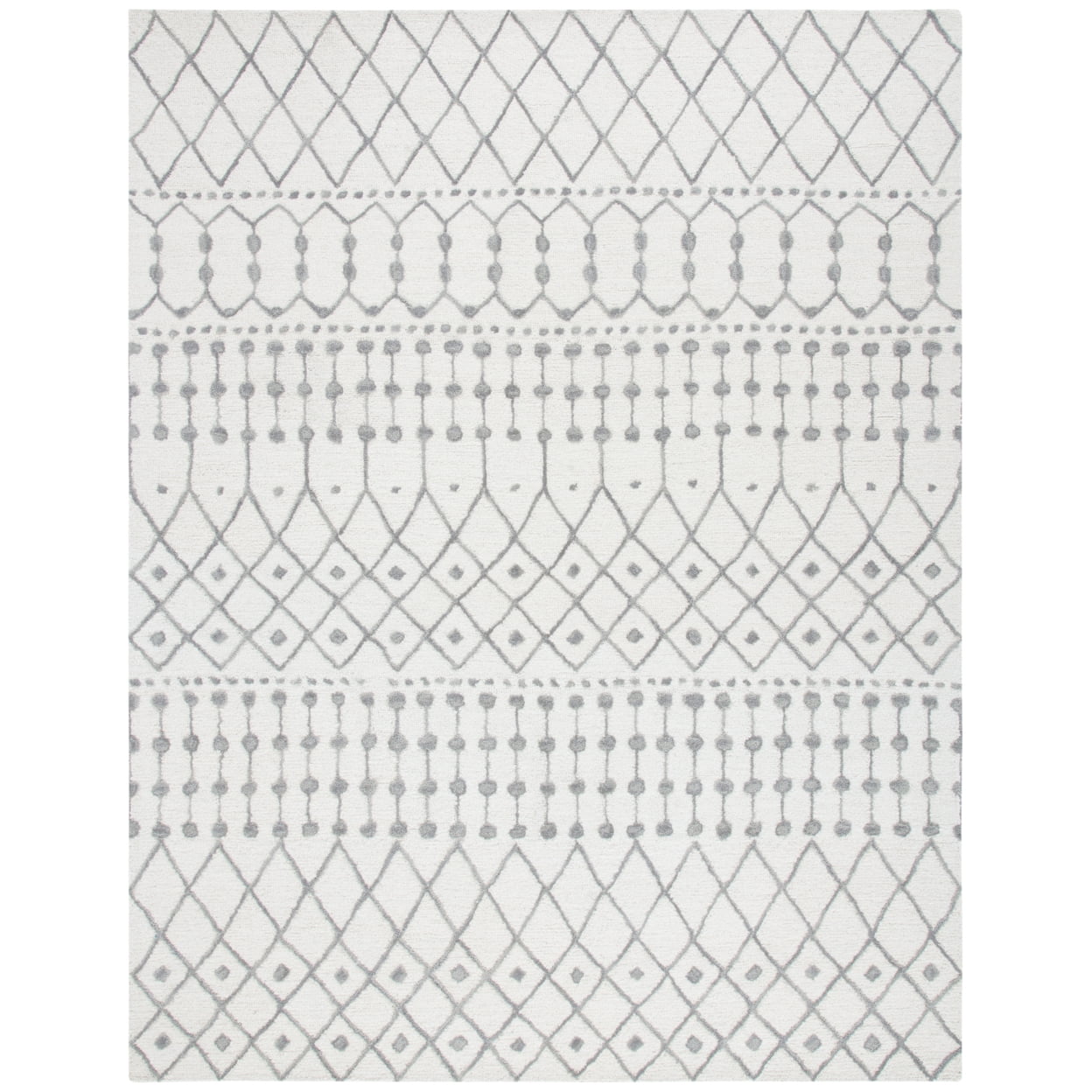 Grey and Ivory Hand-Tufted Wool 10' x 14' Area Rug