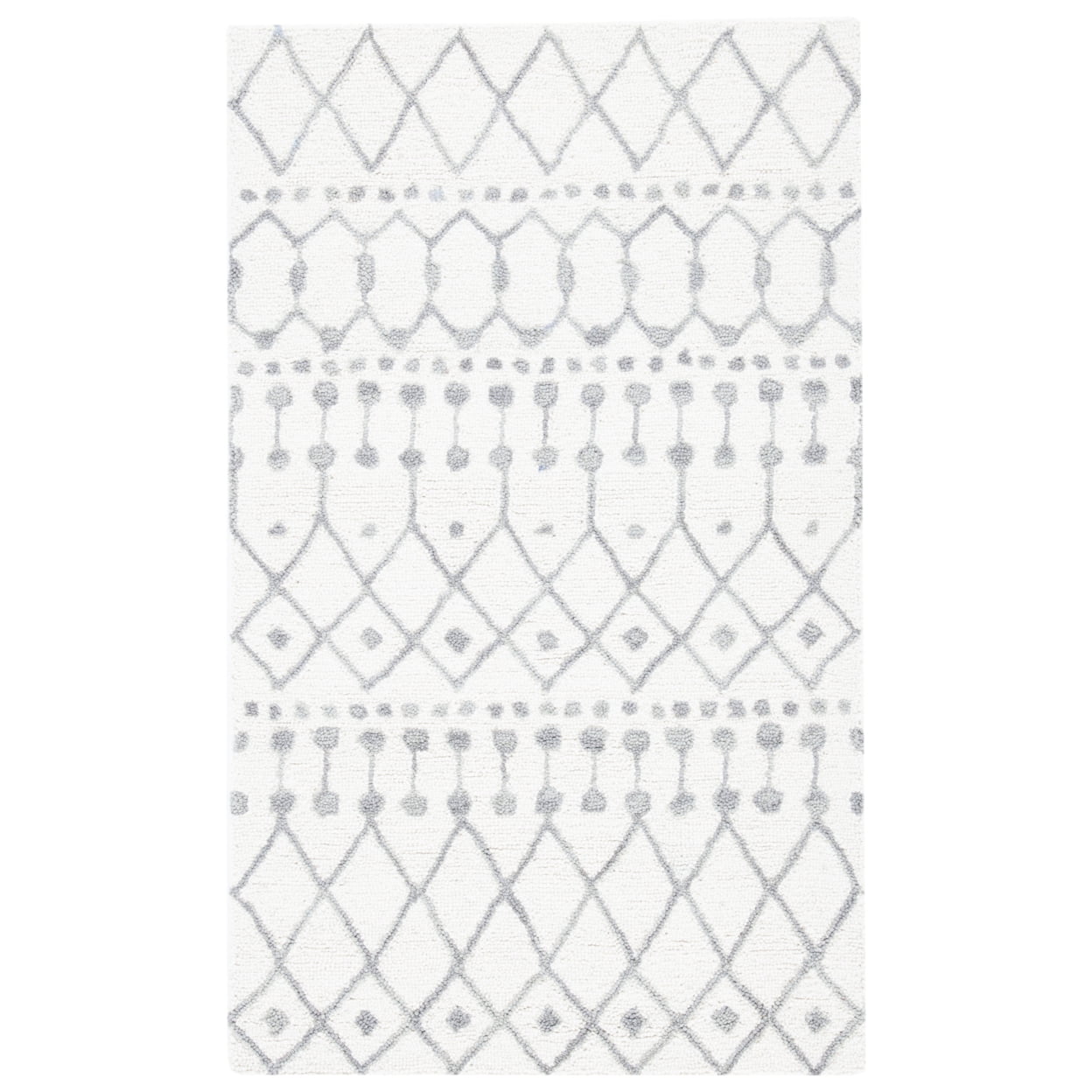 Ivory and Grey Wool Handmade Tufted Area Rug 3' x 5'
