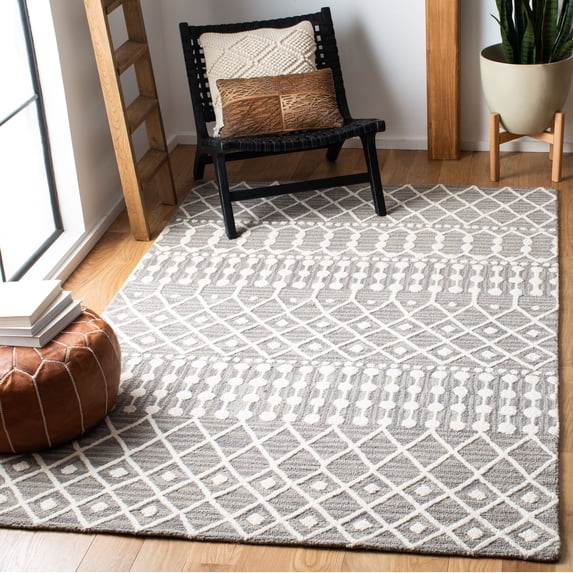 SAFAVIEH Blossom Aspen Aztec Geometric Wool Area Rug, Grey/Ivory, 5' x 8'