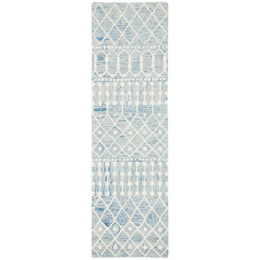 SAFAVIEH Blossom Aspen Aztec Runner Rug, Blue/Ivory, 2'3" x 7'