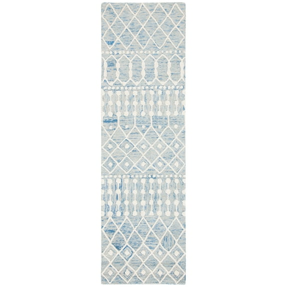 SAFAVIEH Blossom Aspen Aztec Runner Rug, Blue/Ivory, 2'3" x 7'