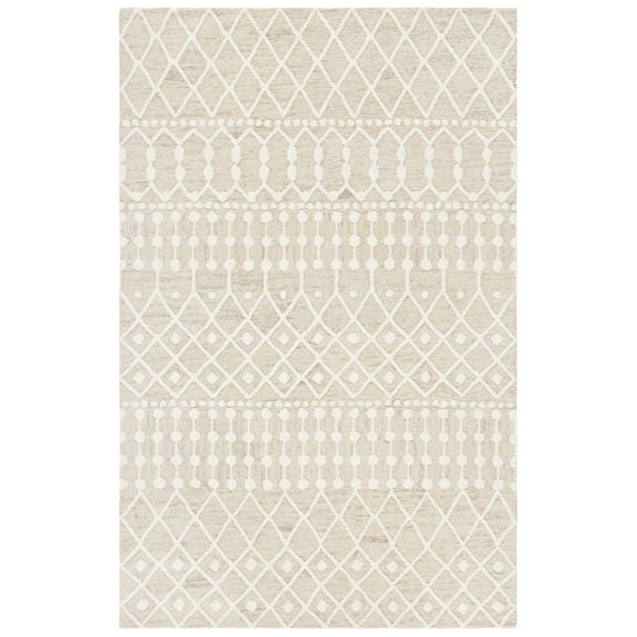 SAFAVIEH Blossom Aspen Geometric Wool Area Rug, Beige/Ivory, 4' x 4' Round