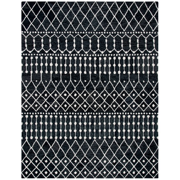 SAFAVIEH Blossom Aspen Geometric Wool Area Rug, Black/Ivory, 10' x 14'