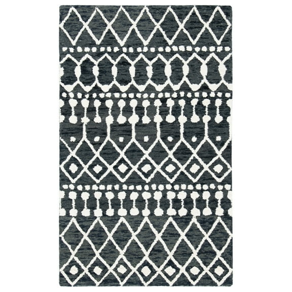 SAFAVIEH Blossom Aspen Geometric Wool Area Rug, Black/Ivory, 3' x 5'