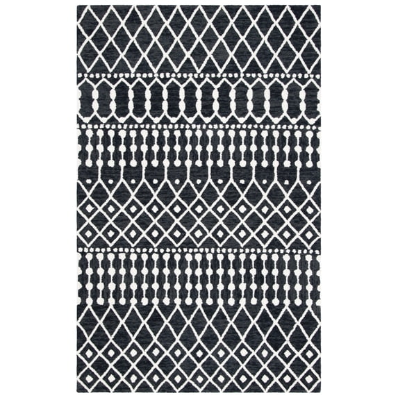 SAFAVIEH Blossom Aspen Geometric Wool Area Rug, Black/Ivory, 4' x 6'