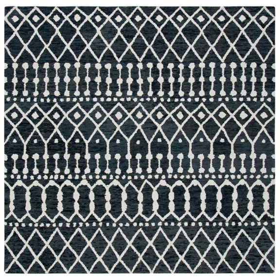 SAFAVIEH Blossom Aspen Geometric Wool Area Rug, Black/Ivory, 6' x 6' Square
